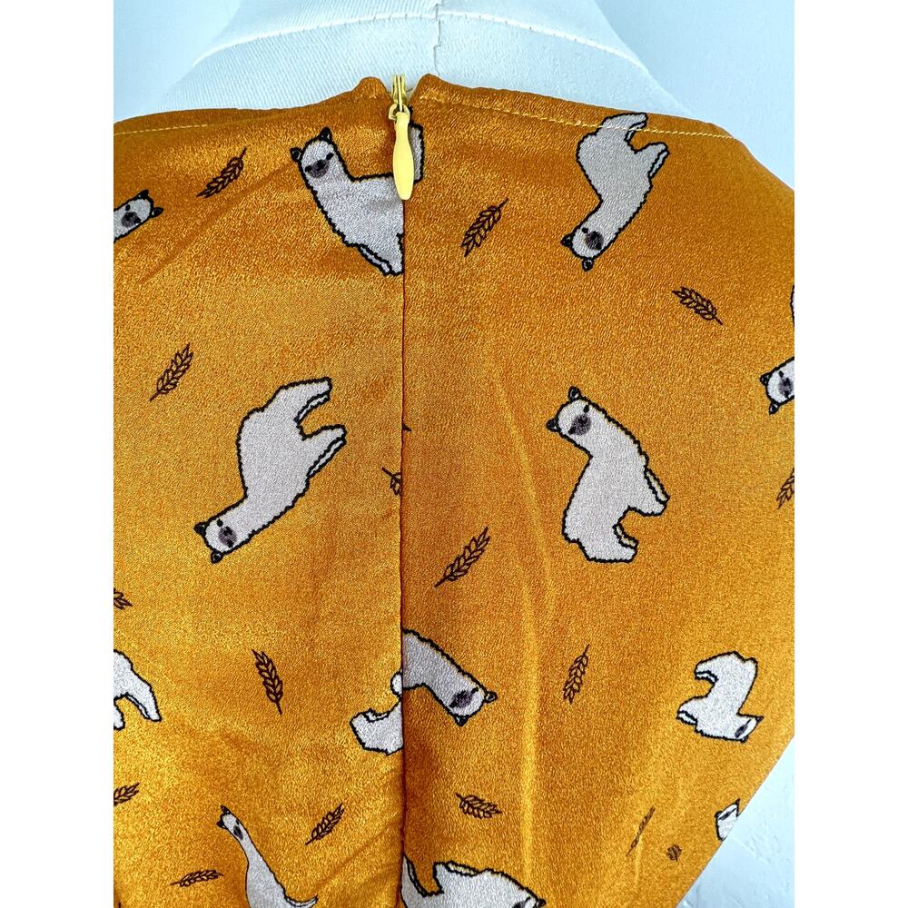 DARLING LLAMA-PRINT MIDI DRESS in Marigold (WOMANS: Small) - Picture 7 of 12